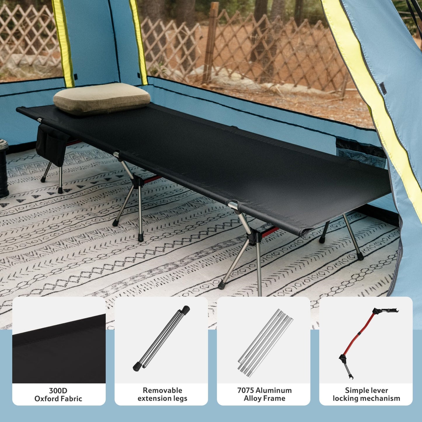 ✨LAST DAY SALE 50% OFF⚡Height Adjustable Ultralight Backpacking Cot - Camping Hiking Travel Home