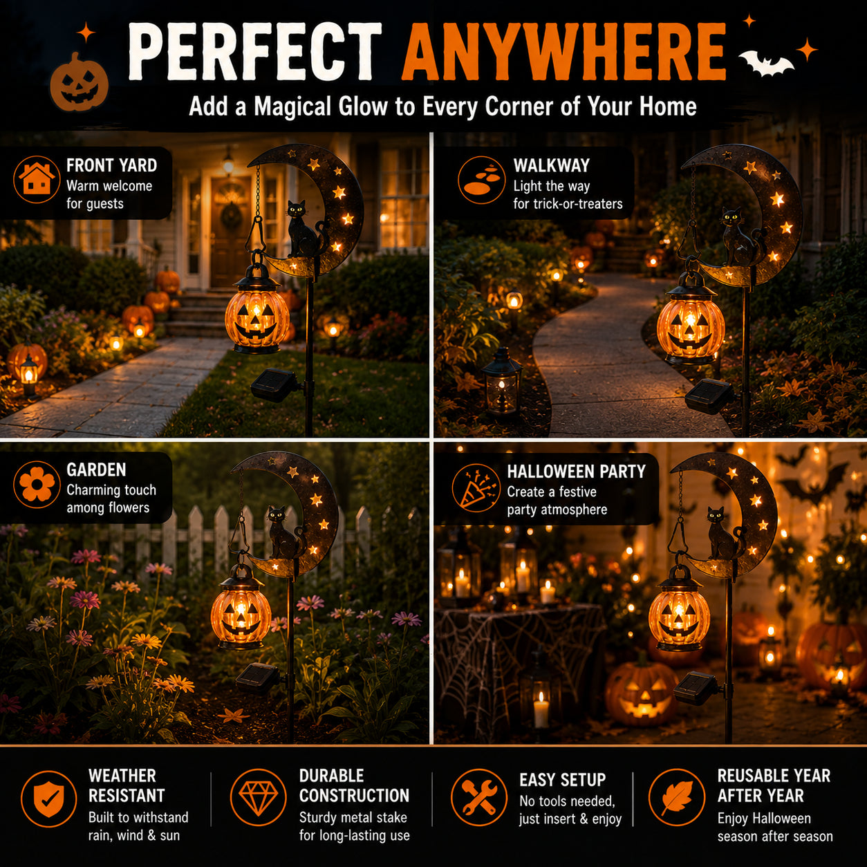 ✨LAST DAY SALE 50% OFF⚡🎃Halloween Pumpkin Moon Garden Stake Light