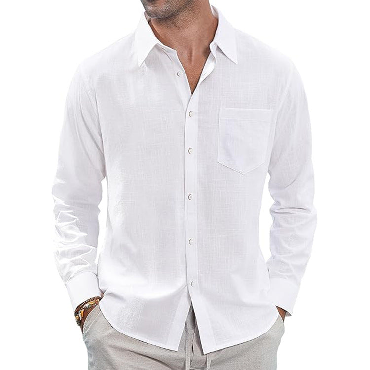 👔Classic Long Sleeve Linen Shirt - Men's Casual Button-Down