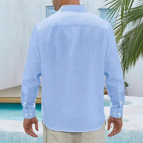 👔Classic Long Sleeve Linen Shirt - Men's Casual Button-Down