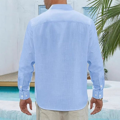 👔Classic Long Sleeve Linen Shirt - Men's Casual Button-Down