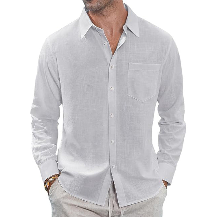 👔Classic Long Sleeve Linen Shirt - Men's Casual Button-Down