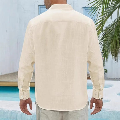 👔Classic Long Sleeve Linen Shirt - Men's Casual Button-Down