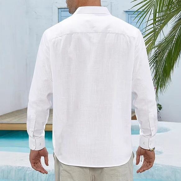 👔Classic Long Sleeve Linen Shirt - Men's Casual Button-Down