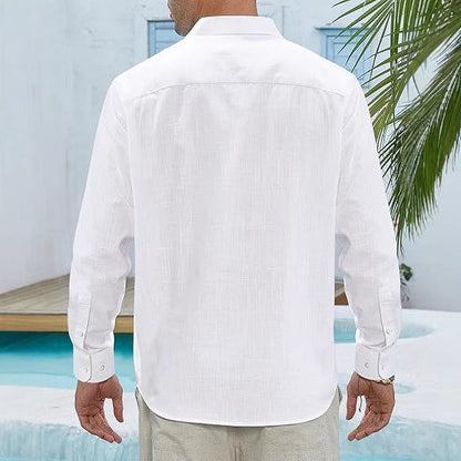 👔Classic Long Sleeve Linen Shirt - Men's Casual Button-Down