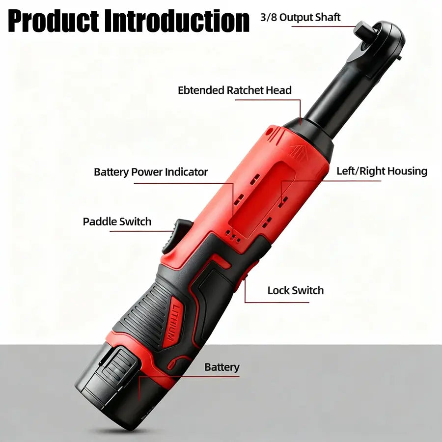 ⚡️50% Off Sale—Today Only⏰️ Electric Right Angle Ratchet Wrench, 1 Count 45NM 3/8'' Ratchet Wrench, Removal Screw Nut Car Repair Tools,  Cordless Power Tool Set