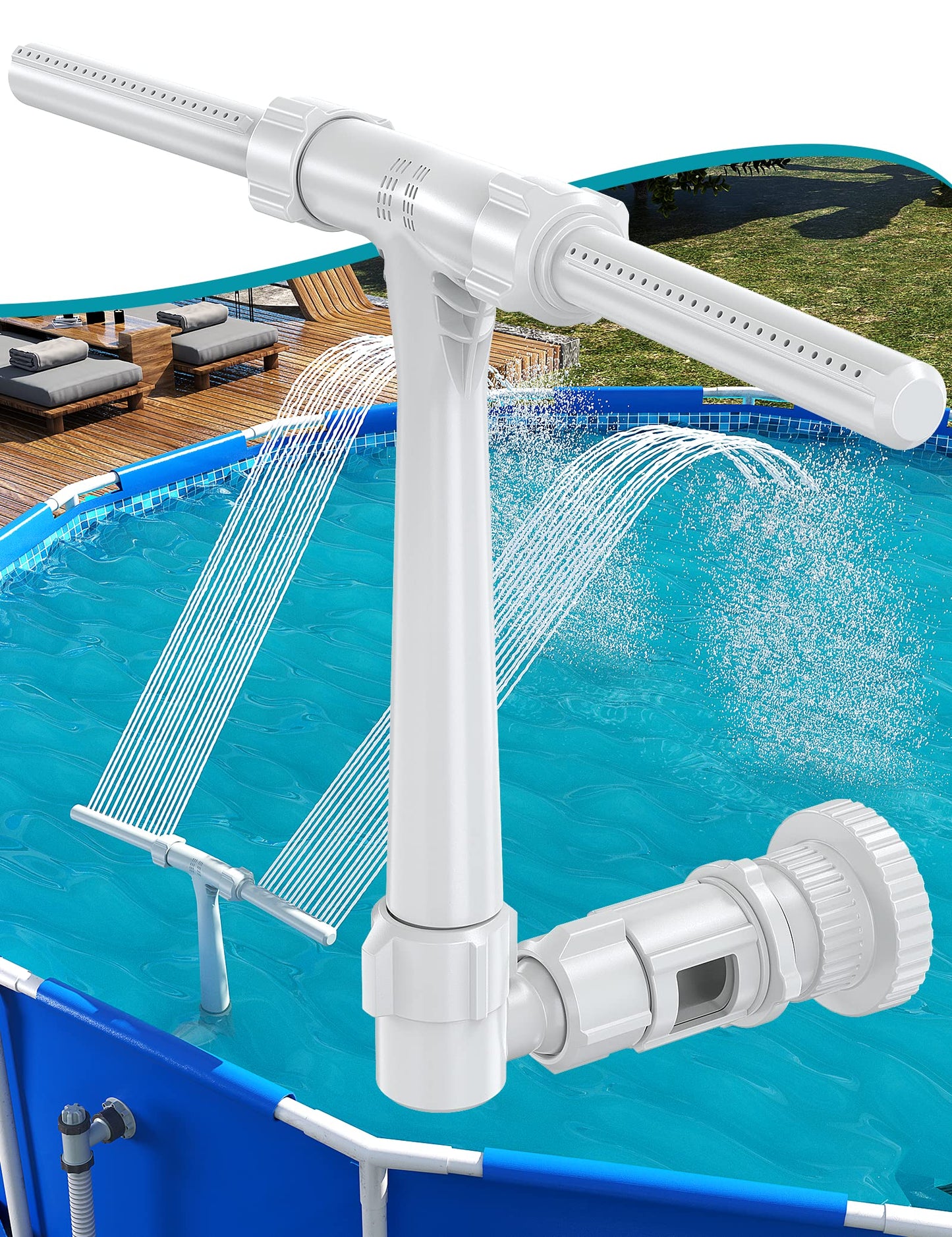✨LAST DAY SALE 50% OFF⚡Adjustable Dual Spray Waterfall Sprinkler Cooler for Pool
