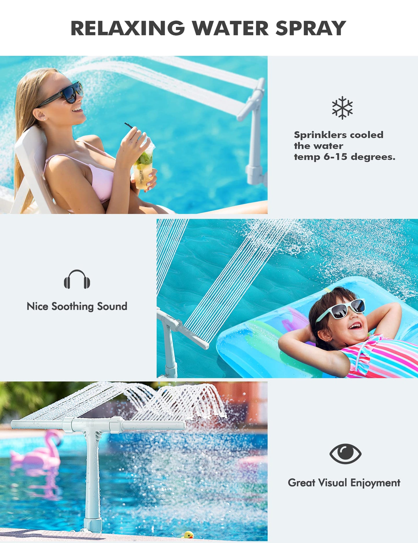 ✨LAST DAY SALE 50% OFF⚡Adjustable Dual Spray Waterfall Sprinkler Cooler for Pool