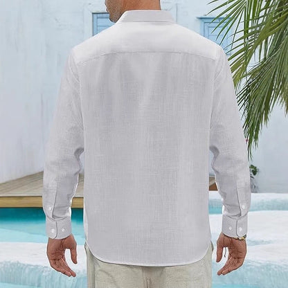 👔Classic Long Sleeve Linen Shirt - Men's Casual Button-Down