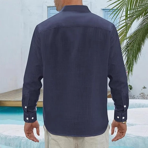 👔Classic Long Sleeve Linen Shirt - Men's Casual Button-Down