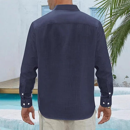 👔Classic Long Sleeve Linen Shirt - Men's Casual Button-Down