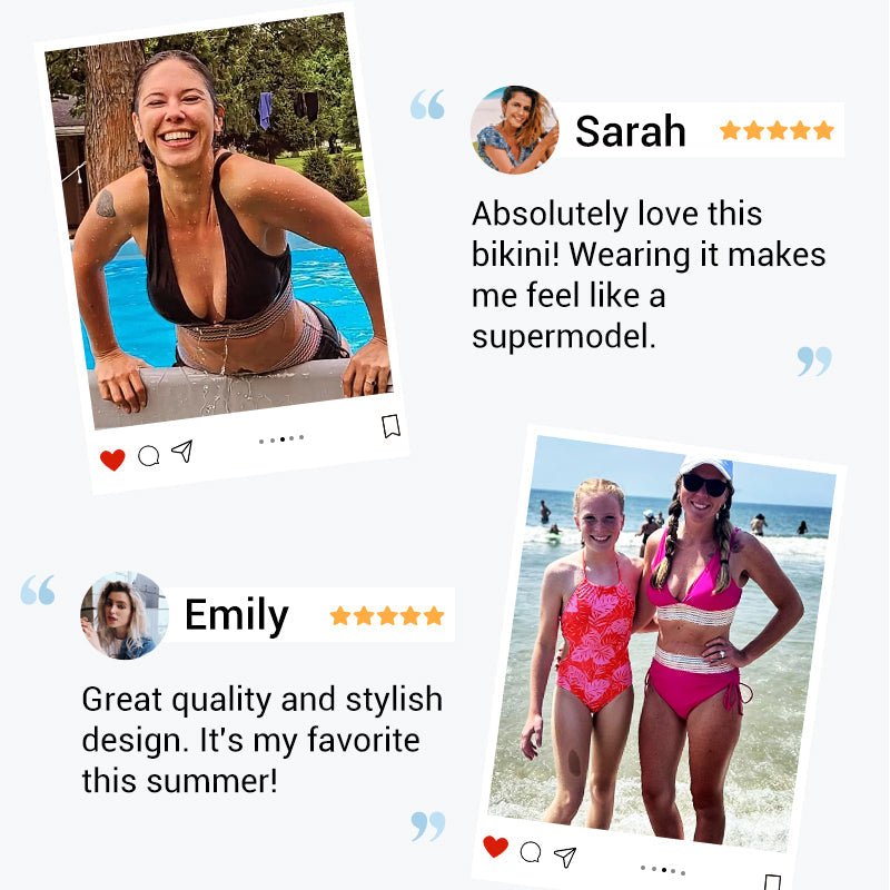 🔥Summer Sale🔥High Waisted Tummy Control Color Block Bikini Sets