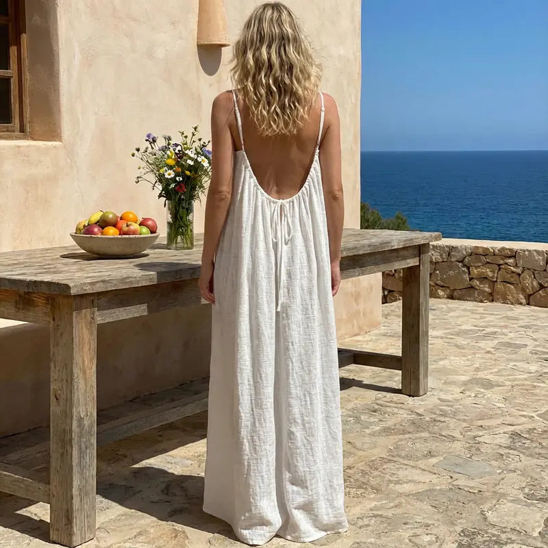 ✨Women's Solid Color Cami Lounge Dress, Elegant Sleeveless Long Dress for Summer, Ladies Sleepwear for Indoor Wear