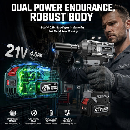 💥LAST DAY SALE 50% OFF🔧1000N.m Cordless Impact Wrench, All-Metal Cordless Impact Gun with 2*4.0Mah
