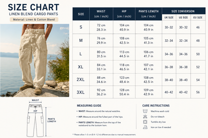 Men's Linen Cargo Pants Casual Summer Beach Pants