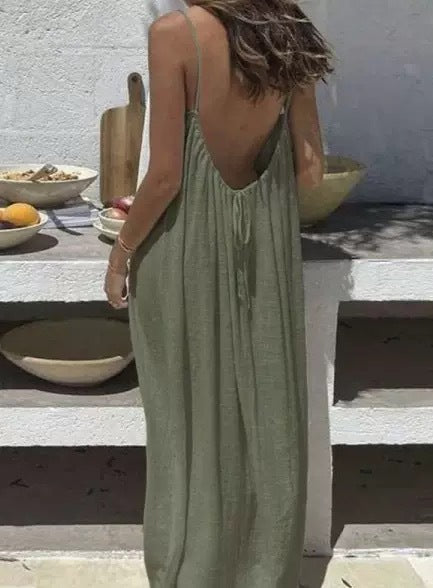 ✨Women's Solid Color Cami Lounge Dress, Elegant Sleeveless Long Dress for Summer, Ladies Sleepwear for Indoor Wear