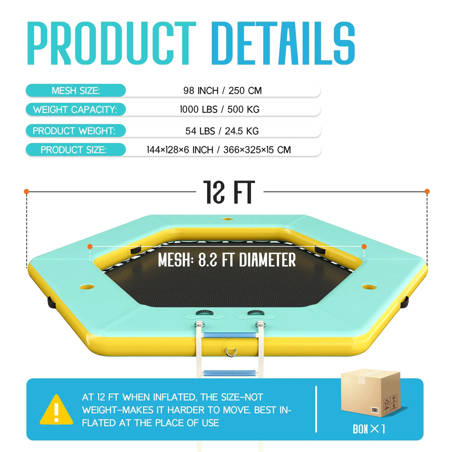 ✨LAST DAY PROMOTION ✨Hexagon/Circle/Triangle Inflatable Water Hammock for Adults, Floating Raft Dock Platform with Mesh
