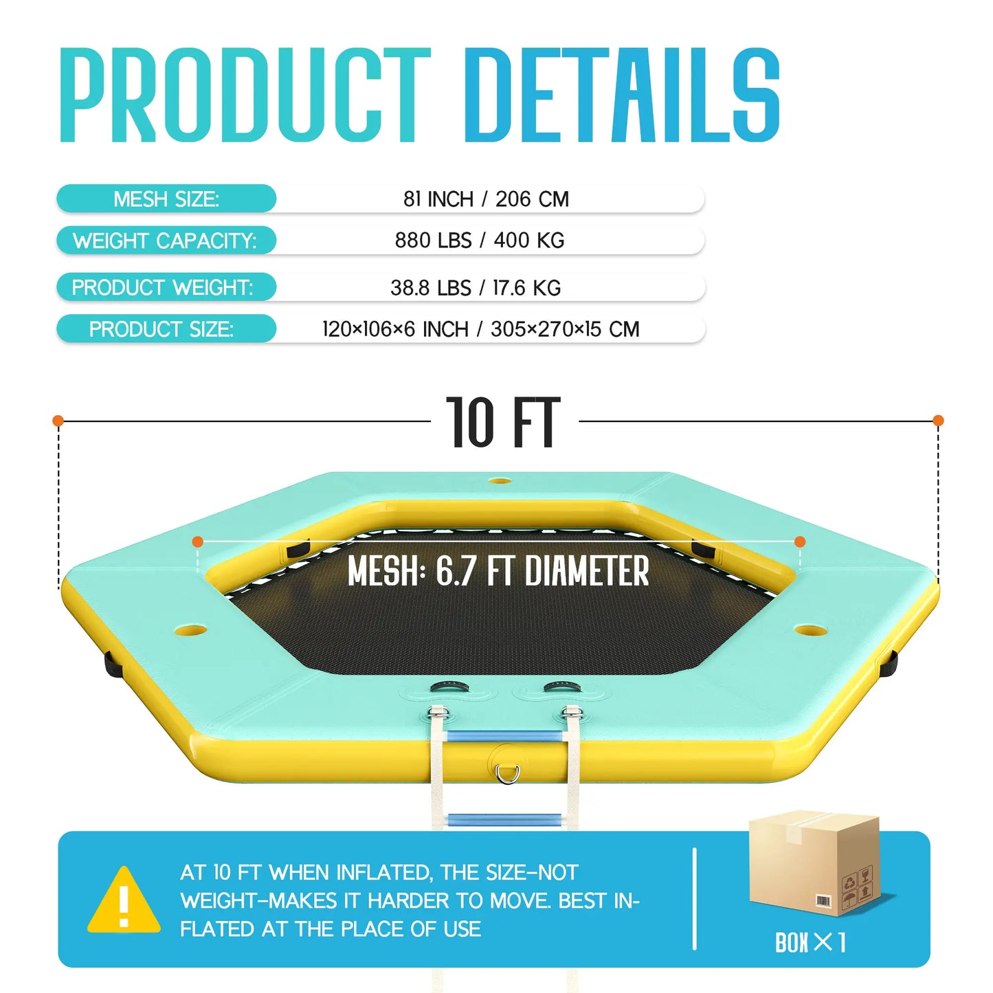 ✨LAST DAY PROMOTION ✨Hexagon/Circle/Triangle Inflatable Water Hammock for Adults, Floating Raft Dock Platform with Mesh
