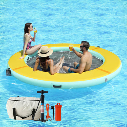 ✨LAST DAY PROMOTION ✨Hexagon/Circle/Triangle Inflatable Water Hammock for Adults, Floating Raft Dock Platform with Mesh