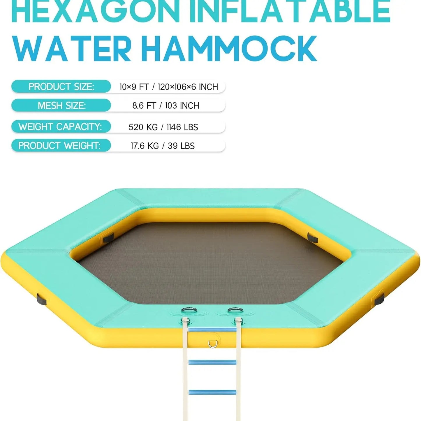 ✨LAST DAY PROMOTION ✨Hexagon/Circle/Triangle Inflatable Water Hammock for Adults, Floating Raft Dock Platform with Mesh