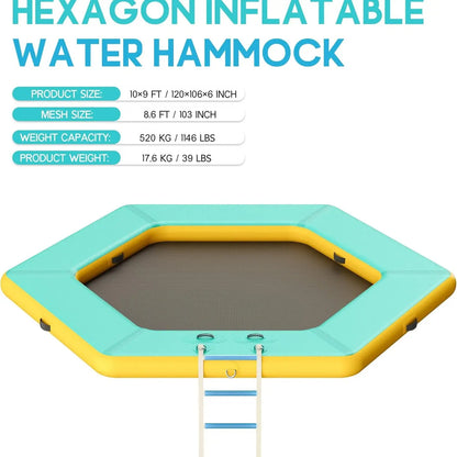 ✨LAST DAY PROMOTION ✨Hexagon/Circle/Triangle Inflatable Water Hammock for Adults, Floating Raft Dock Platform with Mesh