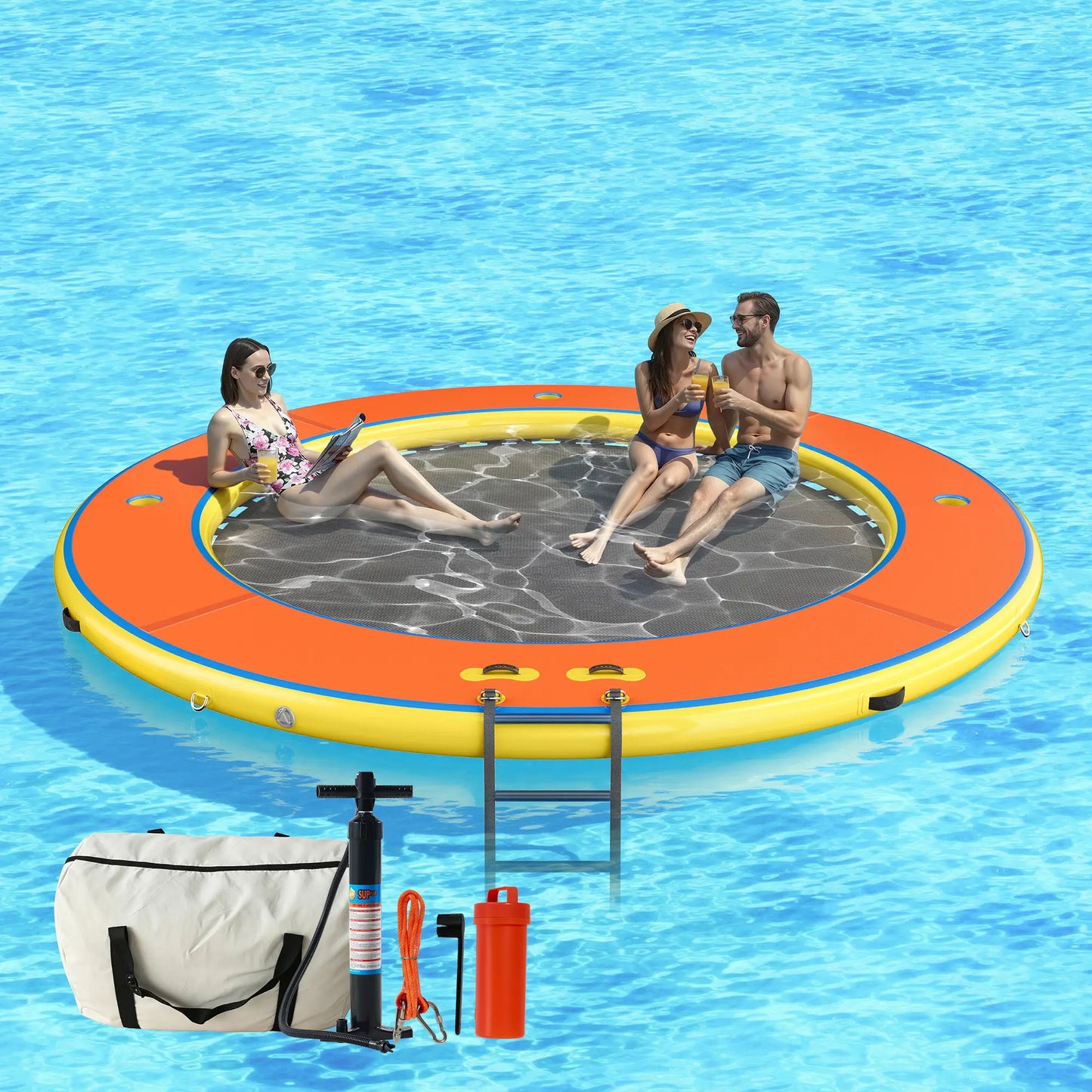 ✨LAST DAY PROMOTION ✨Hexagon/Circle/Triangle Inflatable Water Hammock for Adults, Floating Raft Dock Platform with Mesh