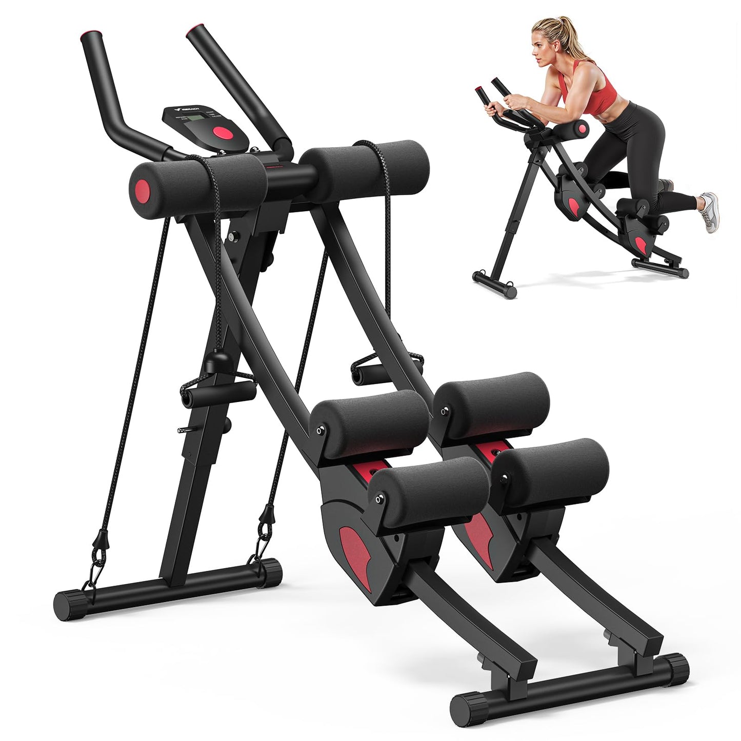 ✨LAST DAY SALE 50% OFF⚡Dual Track Single Track Ab Trainer with LCD Monitor, 440lbs Weight Capacity