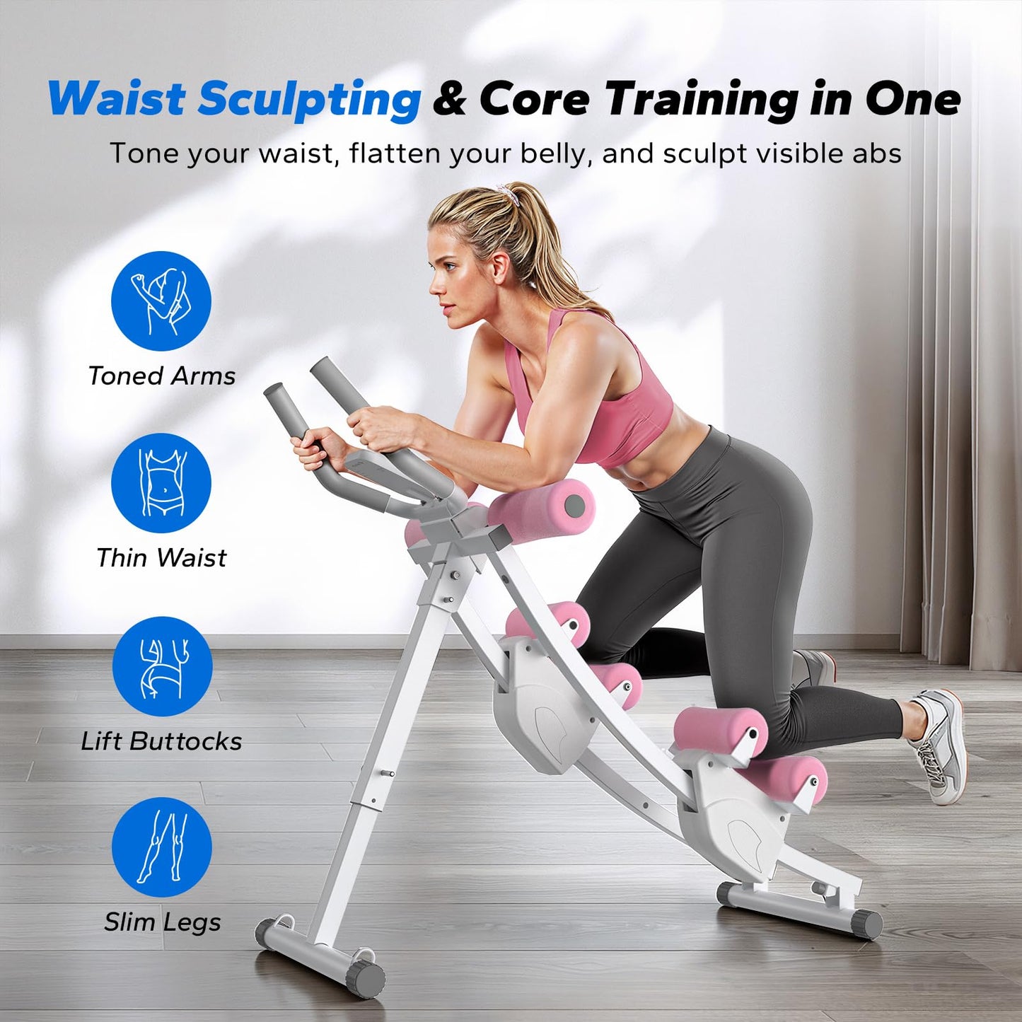 ✨LAST DAY SALE 50% OFF⚡Dual Track Single Track Ab Trainer with LCD Monitor, 440lbs Weight Capacity