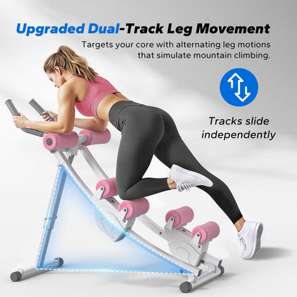✨LAST DAY SALE 50% OFF⚡Dual Track Single Track Ab Trainer with LCD Monitor, 440lbs Weight Capacity