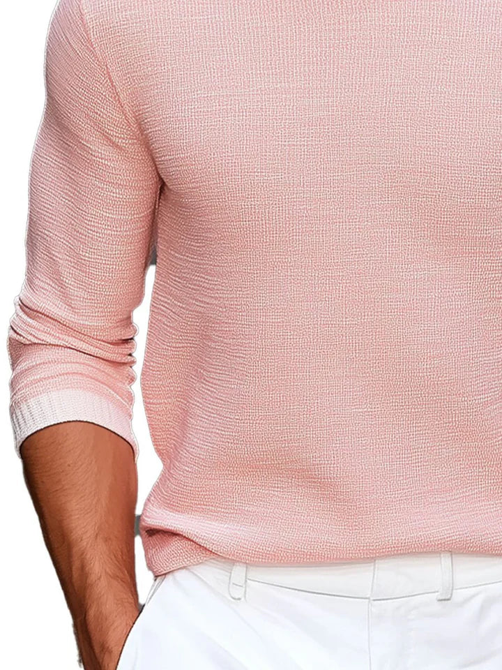 Men's round neck contrast color casual pullover sweater